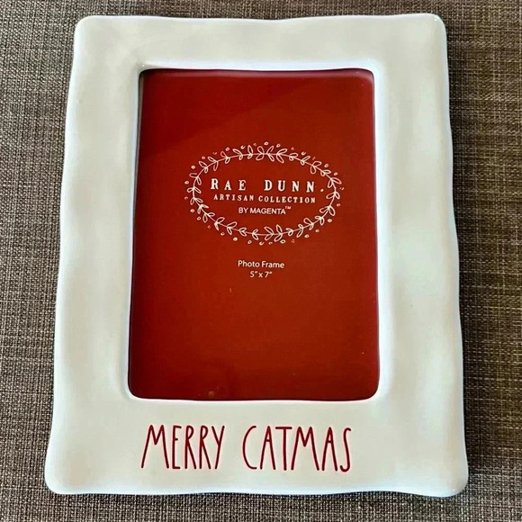 NEW Rae Dunn MERRY CATMAS - Cute Ceramic 5 x 7 Photo/Picture Frame - Picture 4 of 5